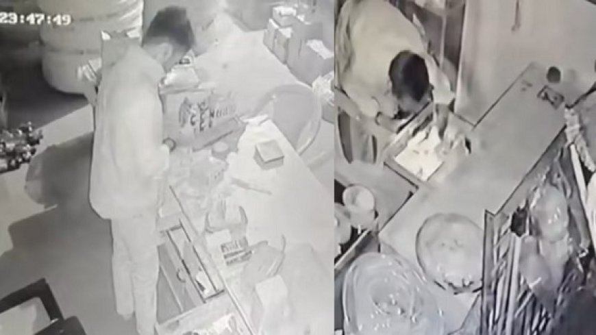 चोर ने ताला तोड़कर 60 से 70 हजार रुपये की नकदी पर हाथ साफ किया, नोट गिनने के साथ मोबाइल फोन चार्ज किया। 