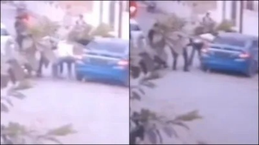 प्रयागराज में ओवरटेक विवाद: युवक को कार में खींचकर पिस्टल बट से पीटा, दांत से काटा; CCTV फुटेज वायरल।