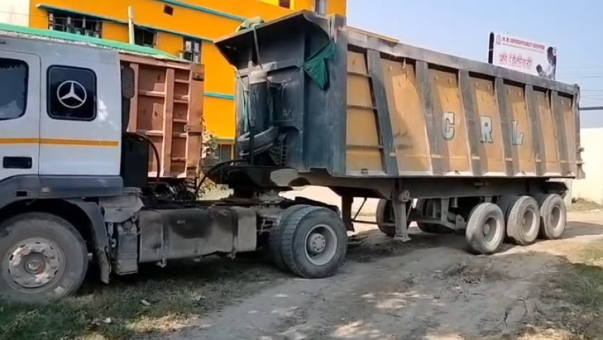 Saharanpur : सहारनपुर में अवैध खनन के खिलाफ पुलिस की सख्त कार्रवाई, ओवरलोड ट्रक जब्त