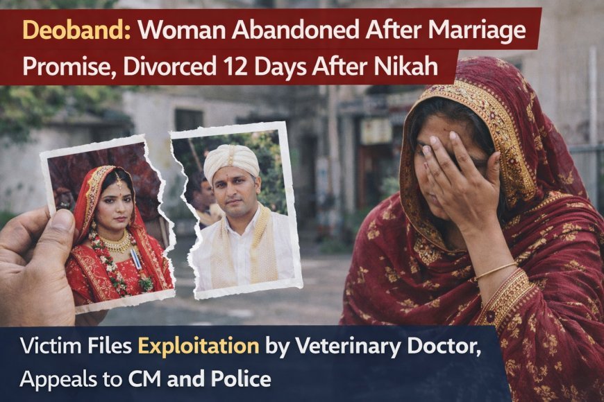 Deoband : शादी का झांसा देकर पांच साल तक शोषण, निकाह के 12 दिन बाद तलाक, युवती ने पशु चिकित्सक पर लगाए गंभीर आरोप