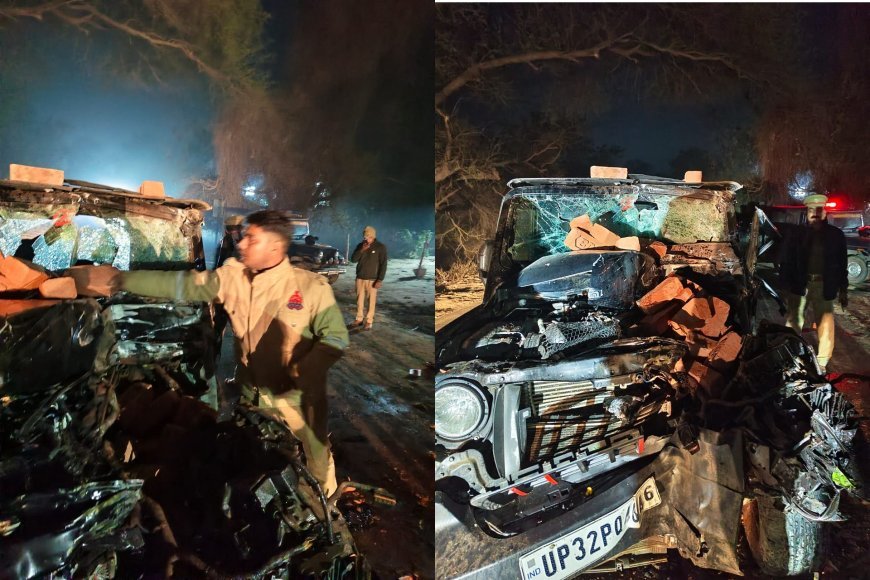 Bahraich : बहराइच में तेज रफ्तार थार ने ट्रैक्टर-ट्रॉली में मारी टक्कर, तीन युवक घायल