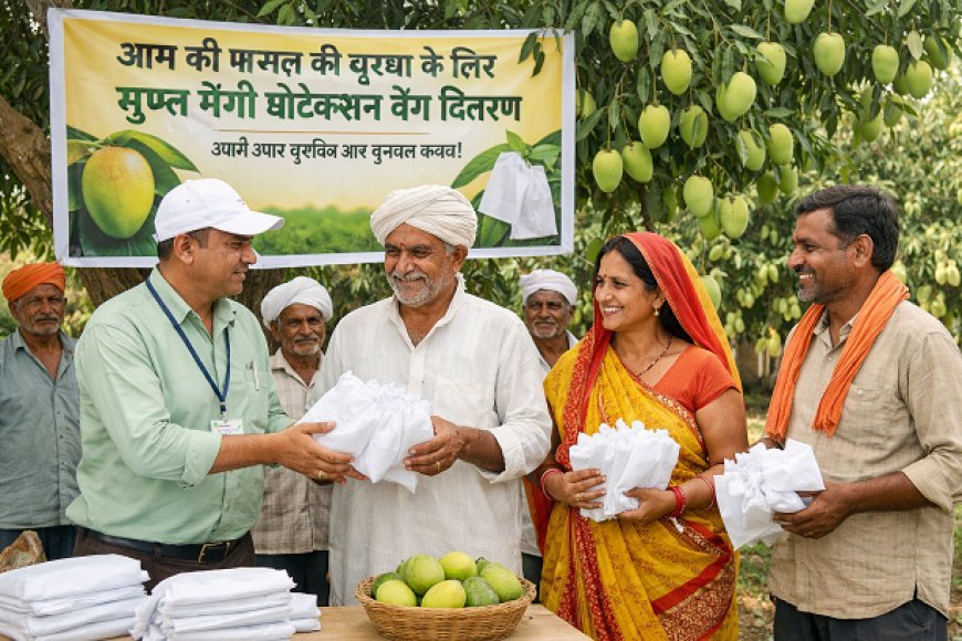 Hardoi: आम की फसल की सुरक्षा के लिए मुफ्त मैंगो प्रोटेक्शन बैग वितरण। 