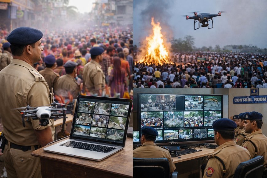 Pilibhit : पीलीभीत में होली पर पुलिस की सख्त सुरक्षा, 17 सेक्टर में बंटा जिला, ड्रोन और सीसीटीवी से हो रही निगरानी