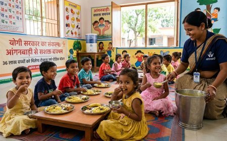 योगी सरकार का संकल्प: आंगनबाड़ी से सशक्त बचपन, 36 लाख बच्चों को गर्म पौष्टिक भोजन।