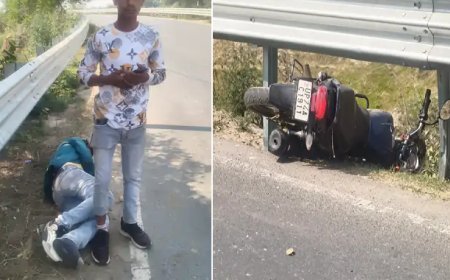 Hardoi: तेज रफ्तार का कहर: डिवाइडर से टकराई बाइक, युवक गंभीर घायल।