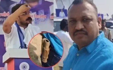 बाराबंकी में चंद्रशेखर आजाद की सुरक्षा में बड़ी चूक: मंच पर रिवाल्वर लेकर पहुंचा युवक।