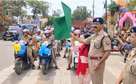 Sambhal : 'मिशन शक्ति की गूंज- महिला सुरक्षा के संदेश के साथ सम्भल में निकली जागरूकता बाइक रैली'