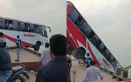 मौत का तांडव: पद्मा नदी में गिरी सवारियों से भरी बस, 23 ने गंवाई जान, रेस्क्यू ऑपरेशन जारी।