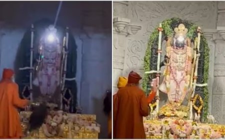 Ayodhya : सूर्य की किरणों से हुआ रामलला का अलौकिक तिलक, अयोध्या में उमड़ा आस्था का महासागर