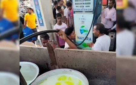 देवरिया में ईंधन संकट का खौफ: टेंट हाउस के बर्तनों में भरा जा रहा पेट्रोल और डीजल, सुरक्षा मानकों की सरेआम उड़ी धज्जियां।