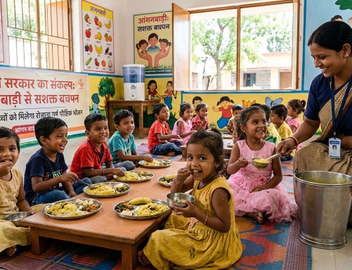 योगी सरकार का संकल्प: आंगनबाड़ी से सशक्त बचपन, 36 लाख बच्चों को गर्म पौष्टिक भोजन।