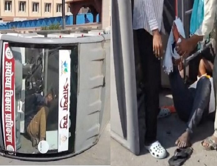 अयोध्या में बड़ा हादसा: तेज रफ्तार गोल्फ कार्ट पलटने से श्रद्धालुओं के हाथ-पैर टूटे, चालक फरार। 