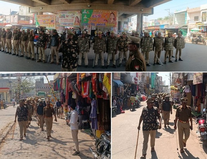 Hardoi: होली, रमज़ान को लेकर संडीला में फ्लैग मार्च, सुरक्षा का दिया गया भरोसा। 