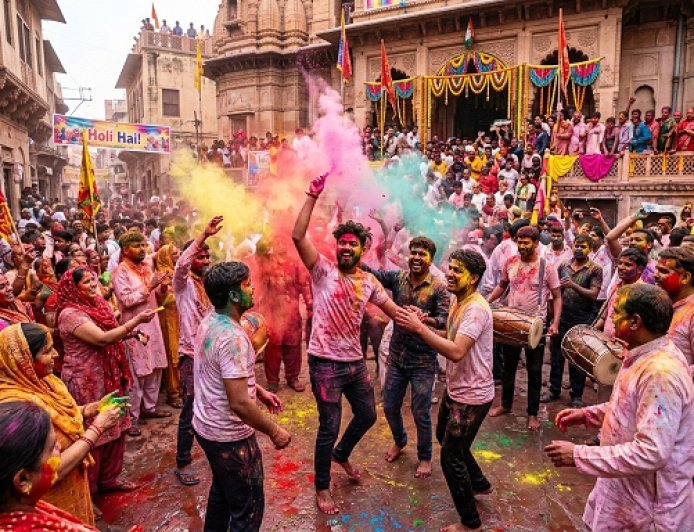 Holi Special: भारत में होली का रंगीन उत्सव, ब्रज क्षेत्र में छाया विशेष आकर्षण।