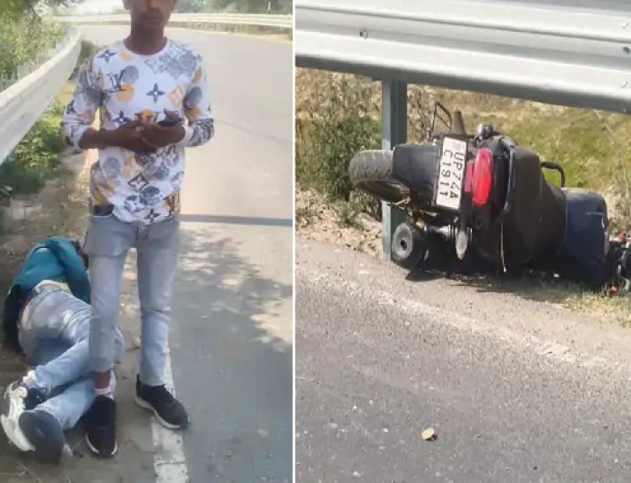 Hardoi: तेज रफ्तार का कहर: डिवाइडर से टकराई बाइक, युवक गंभीर घायल।