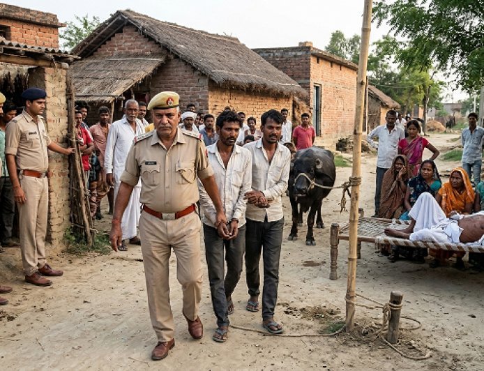 हरदोई में खूनी संघर्ष: भैंस बांधने के विवाद में बुजुर्ग की पीट-पीटकर हत्या, तीन आरोपी पुलिस की गिरफ्त में।