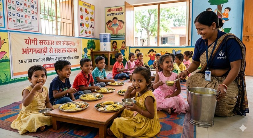 योगी सरकार का संकल्प: आंगनबाड़ी से सशक्त बचपन, 36 लाख बच्चों को गर्म पौष्टिक भोजन।