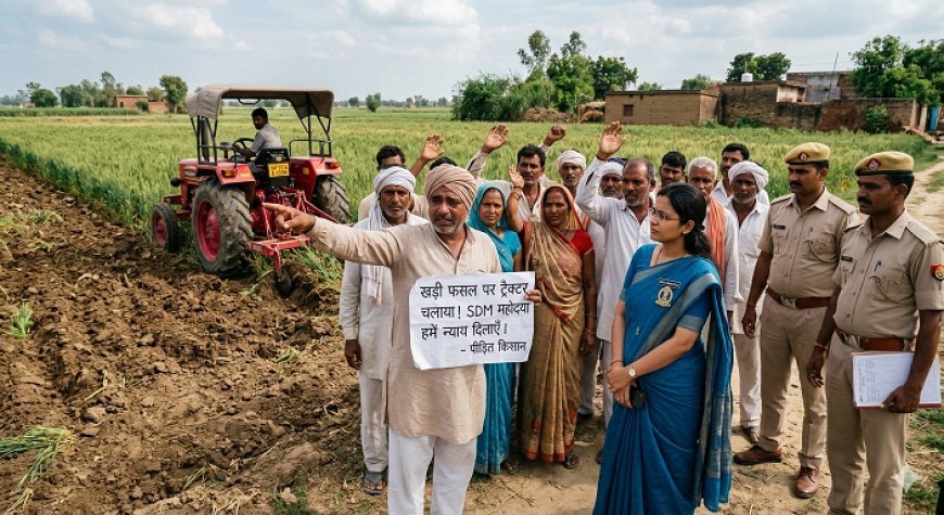 Sitapur: खड़ी फसल ट्रैक्टर से जोती, किसानों ने SDM से लगाई न्याय की गुहार। 