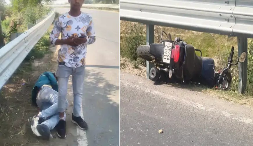 Hardoi: तेज रफ्तार का कहर: डिवाइडर से टकराई बाइक, युवक गंभीर घायल।