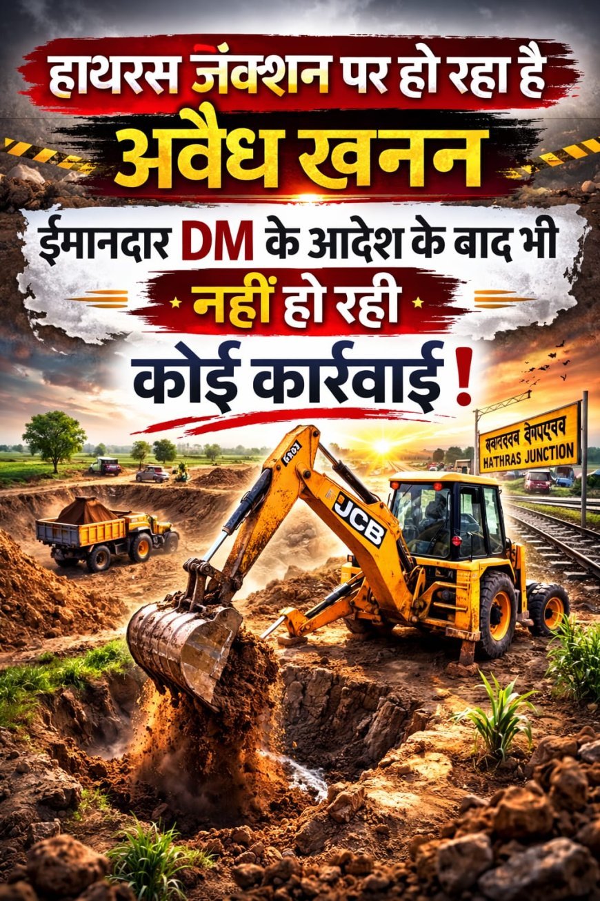 Hathras : हाथरस जंक्शन क्षेत्र में अवैध मिट्टी खनन जारी, प्रशासनिक कार्रवाई पर संदेह