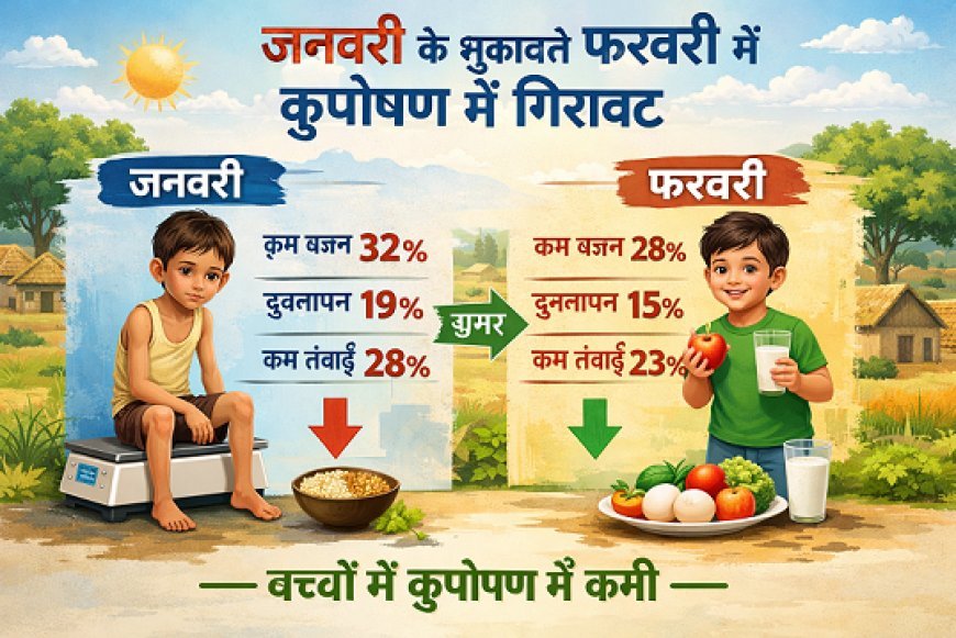 Lucknow: जनवरी के मुकाबले फरवरी में कुपोषण संकेतकों में गिरावट, योगी सरकार के पोषण कार्यक्रमों का असर। 