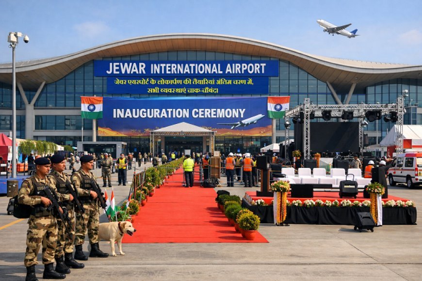 Gautam Buddha Nagar: जेवर एयरपोर्ट के लोकार्पण की तैयारियां अंतिम चरण में, सभी व्यवस्थाएं चाक-चौबंद। 