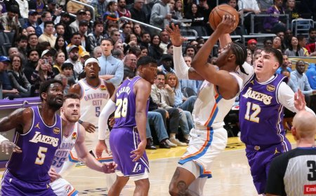 एनबीए ब्लॉकबस्टर: पेकॉम सेंटर में भिड़ेंगे दिग्गज, लेकर्स और ओक्लाहोमा सिटी थंडर के बीच वर्चस्व की जंग।