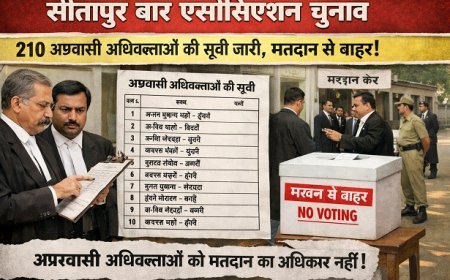 Sitapur: सीतापुर बार एसोसिएशन चुनाव: 210 अप्रवासी अधिवक्ताओं की सूची जारी, मतदान से बाहर।