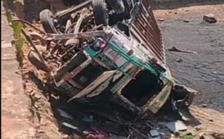 Bahraich : पुल की रेलिंग तोड़कर नीचे गिरा तेज रफ्तार ट्रक, दो युवक गंभीर रूप से घायल