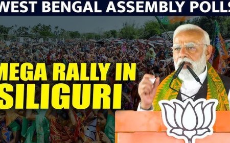 सिलीगुड़ी में पीएम मोदी की हुंकार: बंगाल में भ्रष्टाचार और कुशासन के अंत का किया आह्वान, 'डबल इंजन' सरकार को बताया विकास की एकमात्र चाबी।