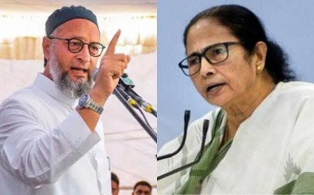 ममता बनर्जी पर ओवैसी का तीखा प्रहार, कहा- 'पश्चिम बंगाल में मुसलमानों के साथ जानवरों जैसा सलूक कर रही है तृणमूल सरकार'।