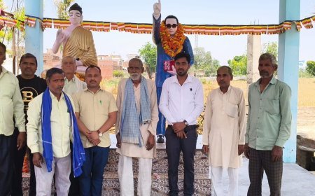 Hardoi : सोम गांव में धूमधाम से मनाई गई बाबा साहब की जयंती