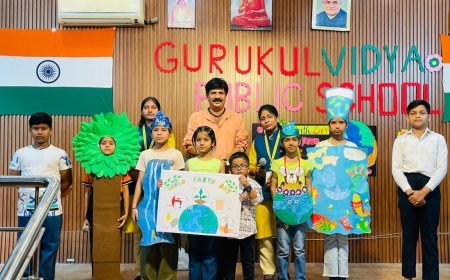 Sitapur : गुरुकुल विद्या पब्लिक स्कूल में पृथ्वी दिवस पर आयोजन, बच्चों ने नाटकों और गीतों से दिया पर्यावरण बचाने का संदेश