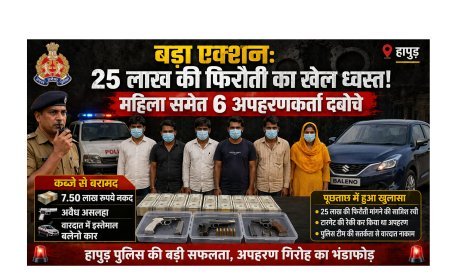 Hapur : अपहरण कांड का खुलासा- 25 लाख की फिरौती मांगने वाले महिला समेत 6 गिरफ्तार, युवक सुरक्षित बरामद