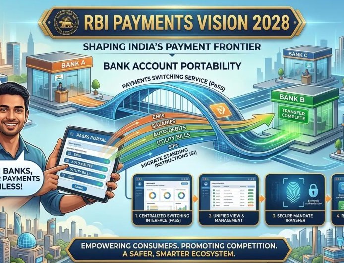 आरबीआई की क्रांतिकारी पहल: अब मोबाइल नंबर की तरह बदल सकेंगे अपना बैंक, अकाउंट पोर्टेबिलिटी पर तेजी से चल रहा है काम।