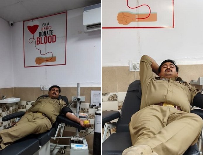 Hardoi: मित्रता की मिसाल- कांस्टेबल अभय सिंह ने किया रक्तदान। 