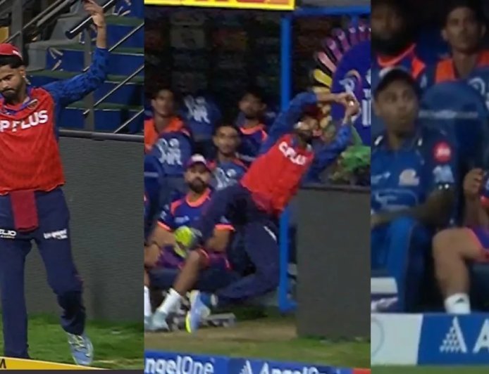 हवा में उड़कर पलटा मैच: अय्यर के अद्भुत 'फ्लाइंग कैच' को देख कप्तान रोहित शर्मा के उड़े होश।