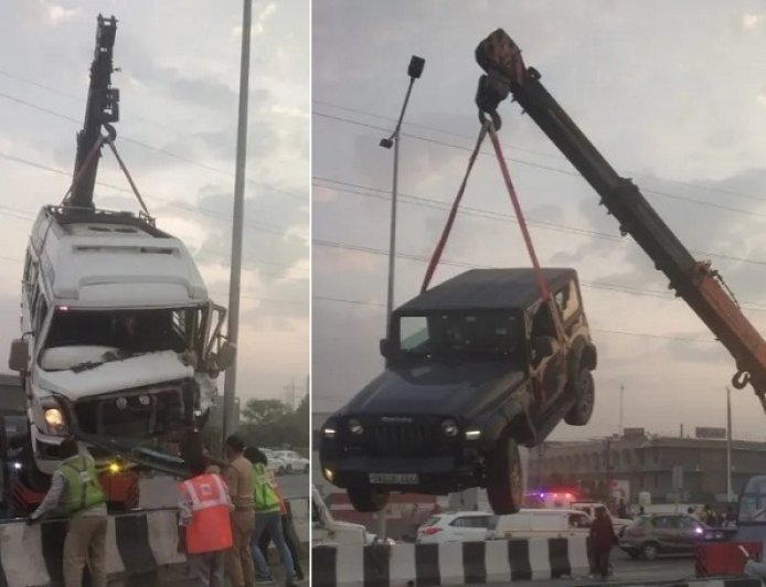 दिल्ली-मेरठ एक्सप्रेसवे पर भीषण सड़क दुर्घटना: तेज रफ्तार टेंपो ट्रेवलर ने तीन बाइक सवार युवकों को कुचला, सभी की मौके पर ही मौत।