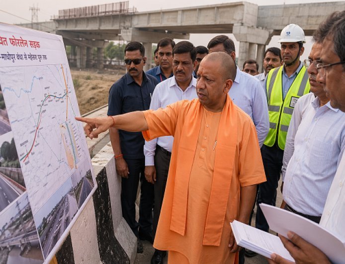 सीएम योगी आदित्यनाथ का निरीक्षण: डोमिनगढ़ फोरलेन सड़क व ROB परियोजनाओं में तेजी के निर्देश, यातायात और बाढ़ सुरक्षा पर फोकस।