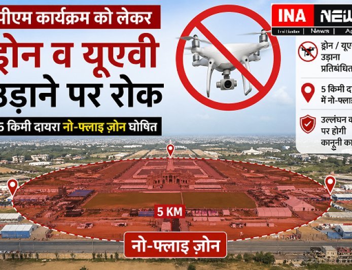 Hardoi: पीएम कार्यक्रम को लेकर ड्रोन व यूएवी उड़ाने पर रोक, 5 किमी दायरा नो-फ्लाइ ज़ोन घोषित।