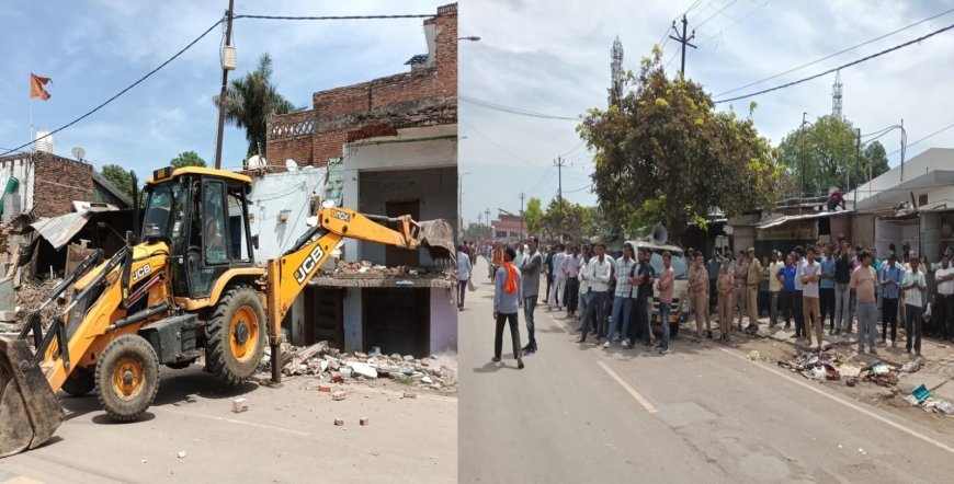 Sitapur : अतिक्रमण पर चला प्रशासन का बुलडोजर, पुलिस चौकी समेत कई अवैध निर्माण ढहाए