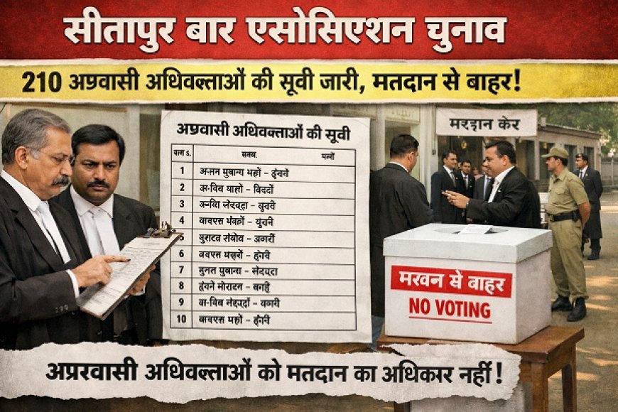 Sitapur: सीतापुर बार एसोसिएशन चुनाव: 210 अप्रवासी अधिवक्ताओं की सूची जारी, मतदान से बाहर।