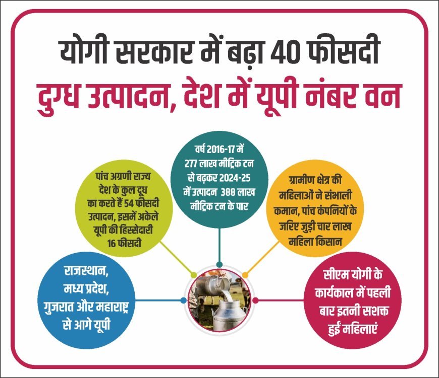 Lucknow : योगी सरकार में बढ़ा 40 फीसदी दुग्ध उत्पादन, देश में यूपी नंबर वन