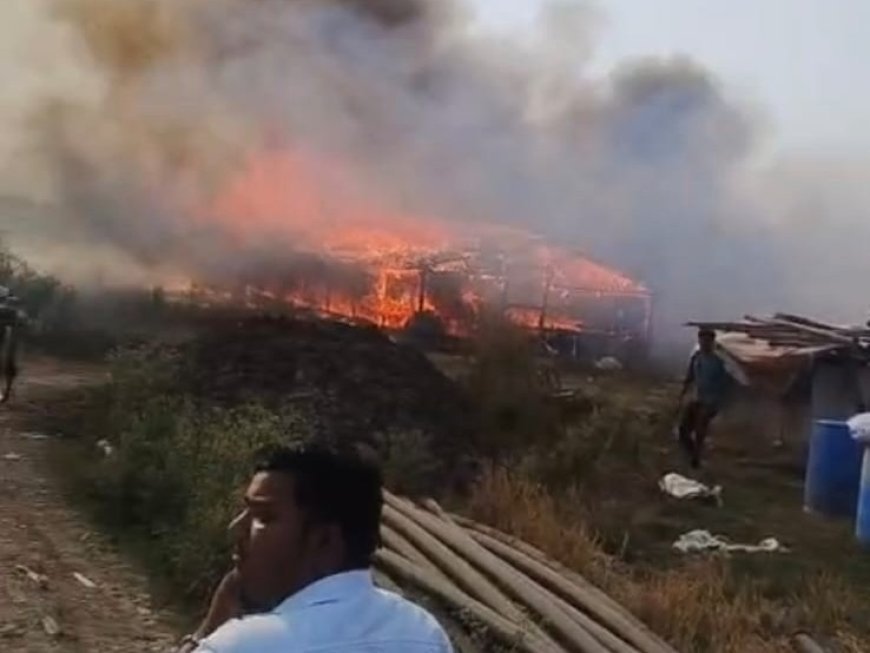 हमीरपुर में भीषण अग्निकांड: दो पोल्ट्री फार्म जलकर राख, आग की लपटों में जिंदा जल गए 4 हजार मुर्गे।