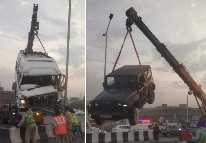 दिल्ली-मेरठ एक्सप्रेसवे पर भीषण सड़क दुर्घटना: तेज रफ्तार टेंपो ट्रेवलर ने तीन बाइक सवार युवकों को कुचला, सभी की मौके पर ही मौत।