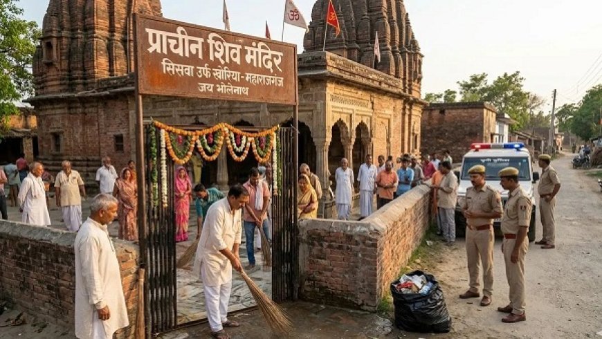 महराजगंज के सिसवा गांव में मांस फेंक शिव मंदिर की पवित्रता भंग करने का प्रयास, आरोपित किशोर पुलिस हिरासत में।