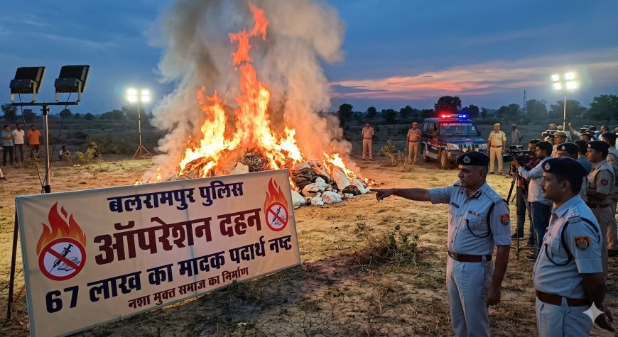 Balrampur : ऑपरेशन दहन- बलरामपुर पुलिस ने नष्ट किया 67 लाख रुपये का नशा, भट्ठी में जलाकर किया खाक