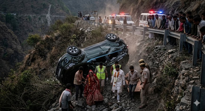 Sitapur : विदाई कराकर लौट रहे दूल्हा-दुल्हन की कार खाई में पलटी, हादसे में चार लोग गंभीर रूप से घायल