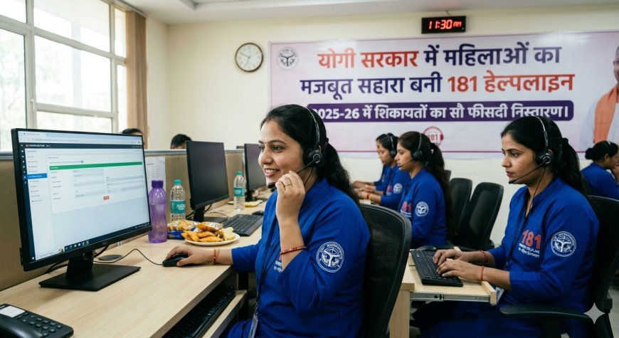 Lucknow: योगी सरकार में महिलाओं का मजबूत सहारा बनी 181 हेल्पलाइन, 2025-26 में शिकायतों का सौ फीसदी निस्तारण। 