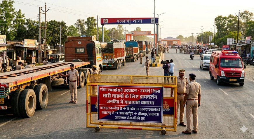 Hardoi : गंगा एक्सप्रेसवे उद्घाटन के कारण हरदोई में भारी वाहनों के लिए यातायात डायवर्जन लागू
